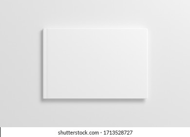 Blank Horizontal Book Cover Mock Up On White Background. View Directly Above. 3d Illustration