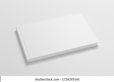 Blank Horizontal Book Cover Mock Up On White Background. Side View. 3d Illustration