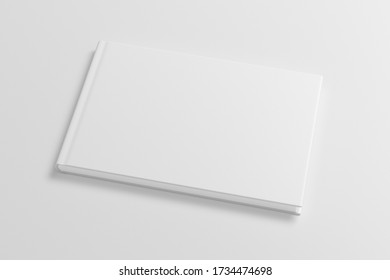 Blank Horizontal Book Cover Mock Up On White Background. Side View. 3d Illustration