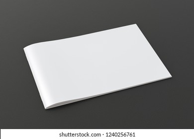 Blank Horizontal Booklet Cover On Black Background With Clipping Path Around Booklet. 3d Illustration