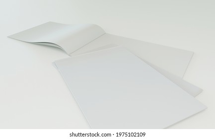 Blank Horizontal Brochure, Magazine, Mockup, 3D Rendering