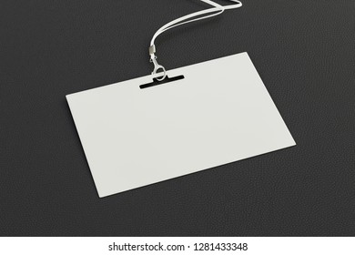 Blank Horizontal Identity Id Card On Black Background. 3d Illustration