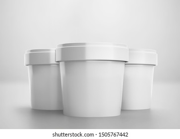 Blank Ice Cream Cup with cap, 3D Rendered on Light Gray Background
