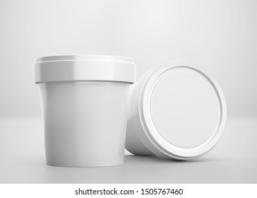 Blank Ice Cream Cup with cap, 3D Rendered on Light Gray Background