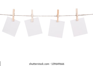 Blank Instant Photo Hanging On The Clothesline