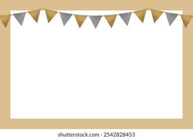 Blank invitation template with gold and gray bunting. Festive bunting on a blank background. Perfect for party invitations. Bunting adds a festive touch. Festive party frame. Gold tones background. - Powered by Shutterstock