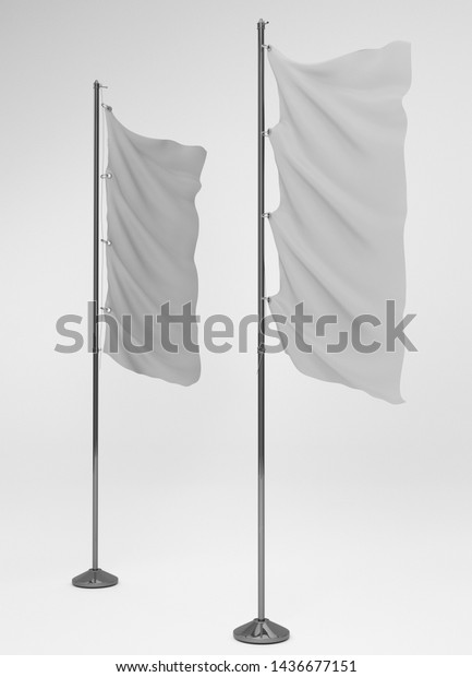 Blank Isolated Wavy Flag On Pole Stock Illustration 1436677151