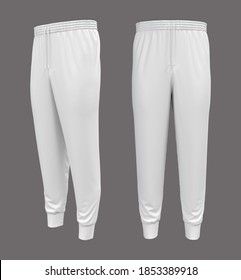 Blank Joggers Mockup, Front And Side Views. Sweatpants. 3d Rendering, 3d Illustration.