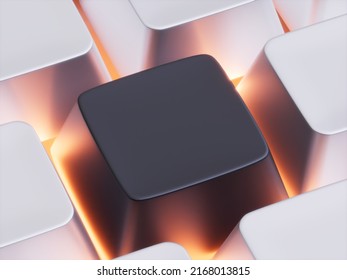 Blank Keycap Press Button Close Up Blank 3D Illustration Render