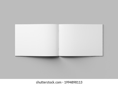 Blank Landscape Bi Fold Brochure And Catalogue Mockup, 3D Render