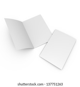 Blank Leaflet In A4 Size Isolated On White. Render