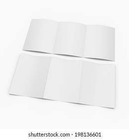 Blank Leaflets At A4 Size With Three Wings Isolated On White. Render