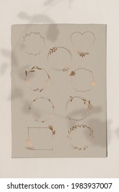 Blank leafy frame design set illustration mockup