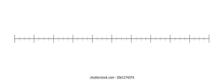 Blank Line Plot Without Numbers, Worksheet Or Template With Fraction Segments, Black And White Graph For Fraction Measurements And Data Interpretation. From 0  To 10