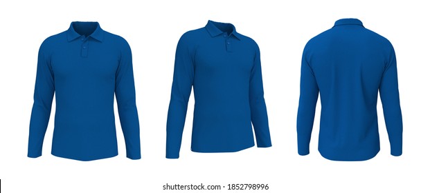 Blank Long Sleeve Collared Shirt Mockup Stock Illustration 1852798996 ...