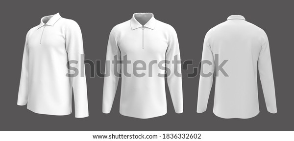 Blank Long Sleeves Collared Shirt Half Stock Illustration 1836332602