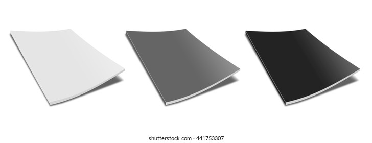 Blank magazine cover 3D rendering. On white background.