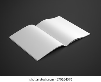 Blank Magazine Mockup On Black, Album Or Brochure, 3d Rendering