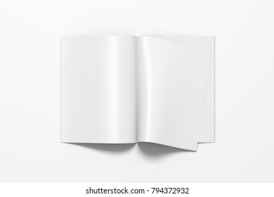 Blank magazine pages with glossy paper on white background. 3d illustration - Shutterstock ID 794372932