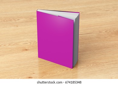 Blank Magenta Vertical Dust Jacket Or Dust Wrapper Standing Book. Isolated With Clipping Path Around Book. 3d Illustration.