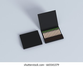 Blank Matches Black Book Mockup, Matches Box 3d Rendering