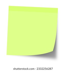 Blank memo sticky post notes paper. Lime neon yellow green. Isolated on transparent background Hi resolution PNG.