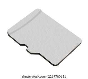 Blank memory card, MicroSD flash storage disc. 3D Illustration