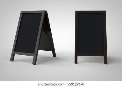 Blank menu blackboard outdoor display isolated with clipping path, 3d illustration