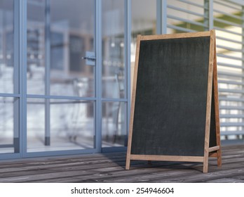 Blank Menu Board On Sidewalk. 3d Rendering