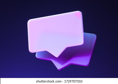 Blank Message Notification. Violet Speech Bubble. Social Media Concept and Online Communication. 3d rendering