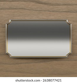 Blank Metal Nameplate on Wood Background with Elegant Corners - Powered by Shutterstock - Get 15% off with code: PIKWIZARD15