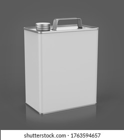 Blank Metal  Tin  Can With Metal Cap And  Handle For  Branding And Mock Up, 3d Render Illustration.