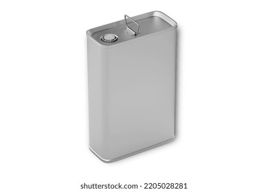 Blank Metal Tin Can With Metal Cap And Handle For Branding And Mock Up. 3d Rendering.