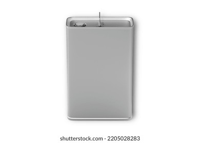 Blank Metal Tin Can With Metal Cap And Handle For Branding And Mock Up. 3d Rendering.