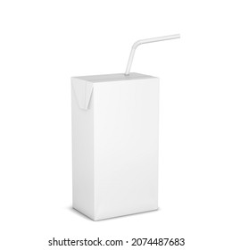 Blank Milk Or Juice Pack Mockup. 3d Illustration Isolated On White Background 