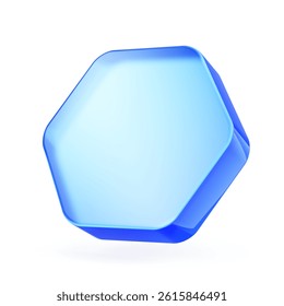 Blank Mobile application icon, hex button - Blue Hexagon button - 3d illustration
