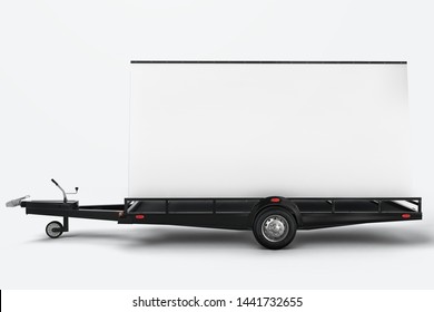 Blank Mobile Billboard Trailer Mockup. 3D Rendering