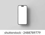  Blank mobile screen mockup top view angle. 3d rendering