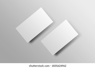 Blank Mockup of horizontal business cards over gradient background.