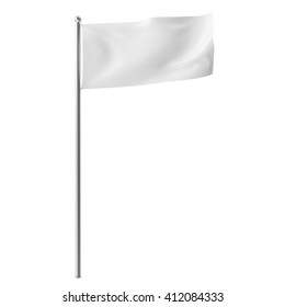 Blank, Mock-up White Flag Isolayed On White Background. 3D Illustration