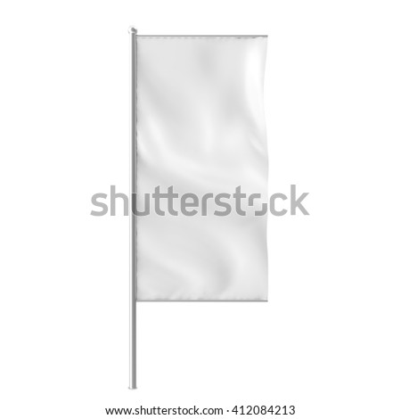 Blank, mock-up white flag isolayed on white background. 3D illustration