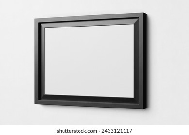 blank modern clean minimalist a4 size paper landscape achievement certificate poster on elegant black frame realistic mockup mounted on wall isolated 3d rendering illustration - Powered by Shutterstock