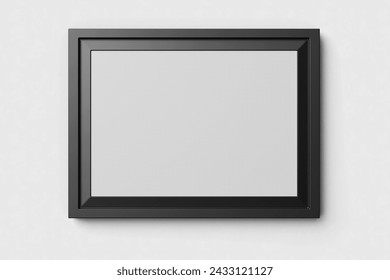 blank modern clean minimalist a4 size paper landscape achievement certificate poster on elegant black frame realistic mockup mounted on wall isolated 3d rendering illustration - Powered by Shutterstock