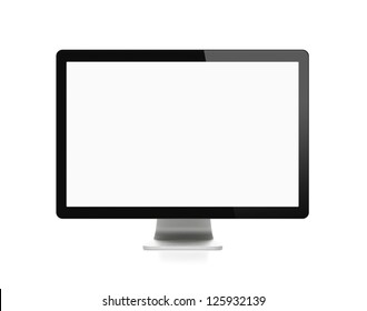 Blank Modern Computer Monitor Isolated On White Background With Clipping Path For The Screen