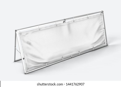 Blank Monsoon Banner Stand Frame Mockup. 3D Rendering 