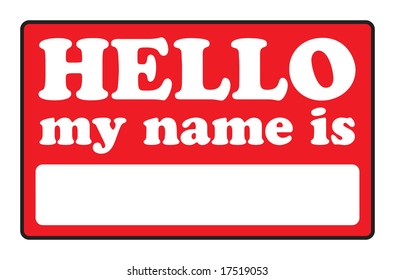 Blank name tags that say HELLO MY NAME IS. - Powered by Shutterstock