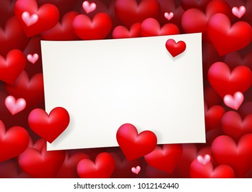 Blank note paper card surrounded by floating red heart and pink love. Concept of love letter, valentine's day, wedding invitation and anniversary celebration. - Powered by Shutterstock