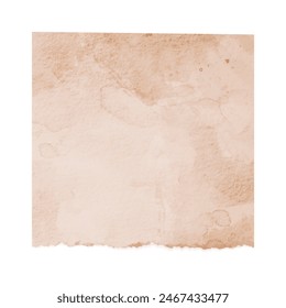 Blank note paper isolated on white. Vintage old paper sheet. Watercolor old paper note.