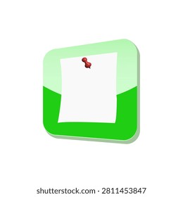 Blank Note Paper with Pin Vector Illustration for Business Office Reminder Message Memo Board Sticky Notepad Document and Bulletin Notice Design