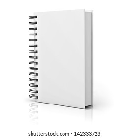 Blank Notebook Cover Over White Background With Reflection